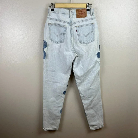 VTG Levi's 521 Jeans Womens Size 8 Floral Applique 90s 1994 Light Wash High Rise - Picture 2 of 15